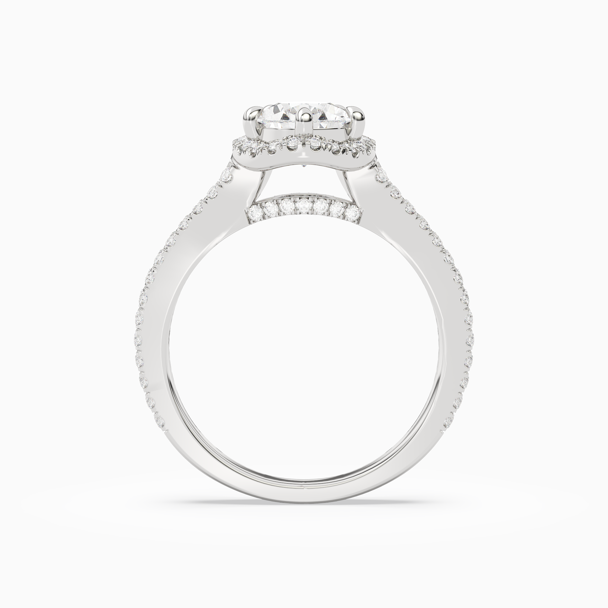 Pear Split Shank Halo in 14K White Gold side profile