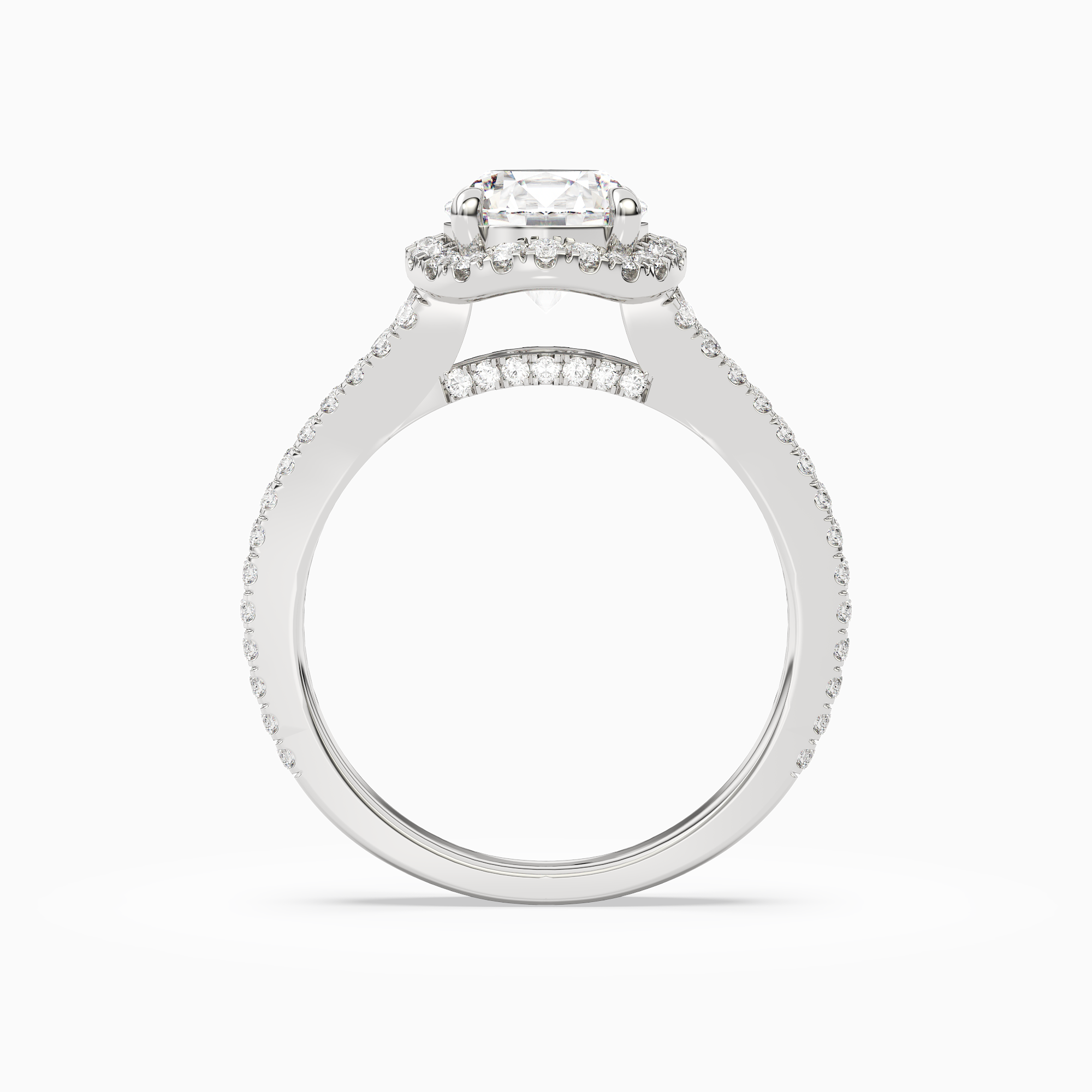 Round Split Shank Halo in Platinum side profile