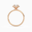 Oval Scalloped Halo Baseline in 14K Rose Gold side profile