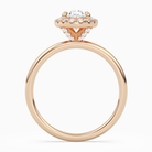 Oval Scalloped Halo Baseline in 14K Rose Gold side profile