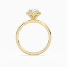 Oval Scalloped Halo Baseline in 14K Yellow Gold side profile