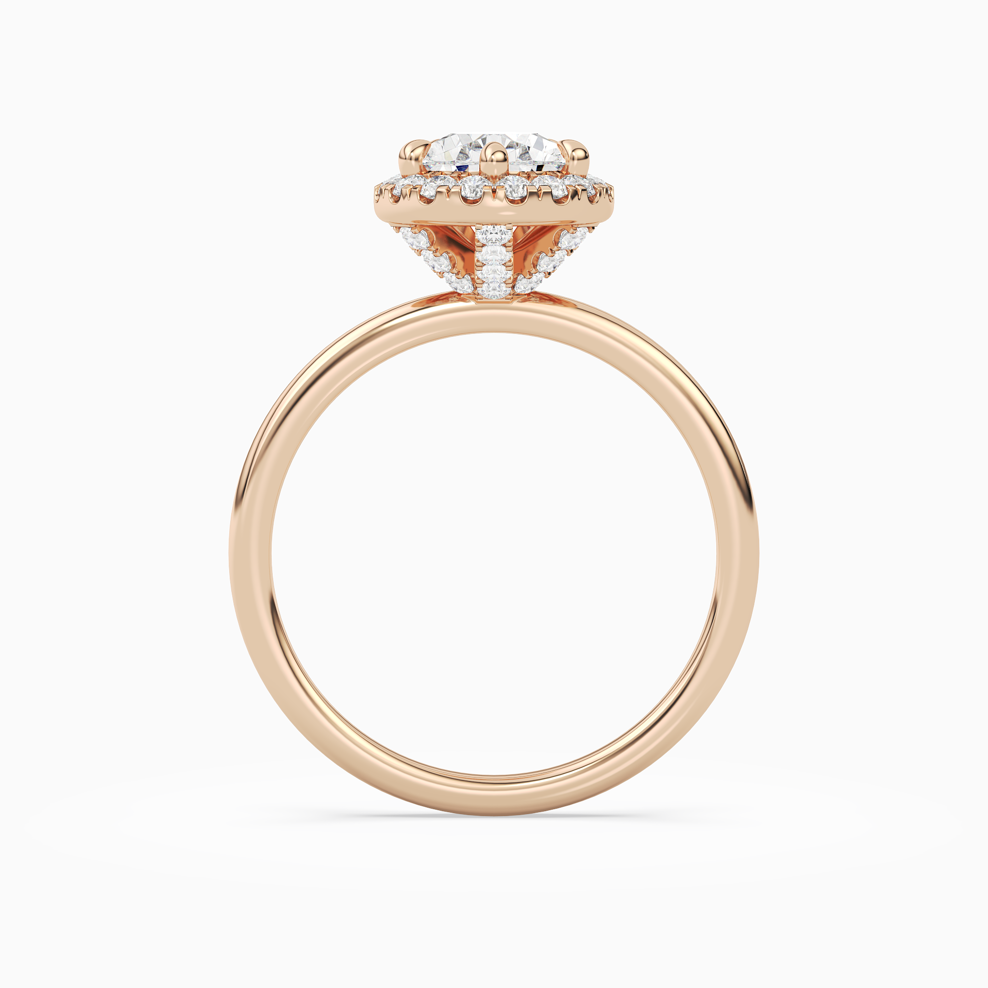 Pear Scalloped Halo Baseline in 14K Rose Gold side profile