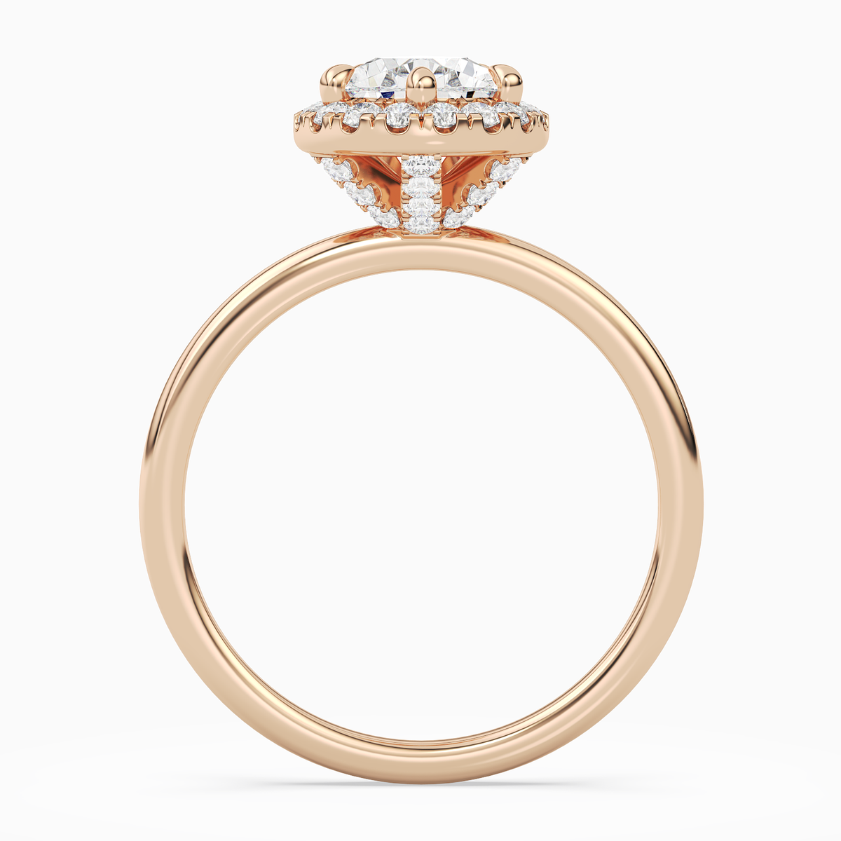 Pear Scalloped Halo Baseline in 14K Rose Gold side profile