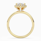 Pear Scalloped Halo Baseline in 14K Yellow Gold side profile
