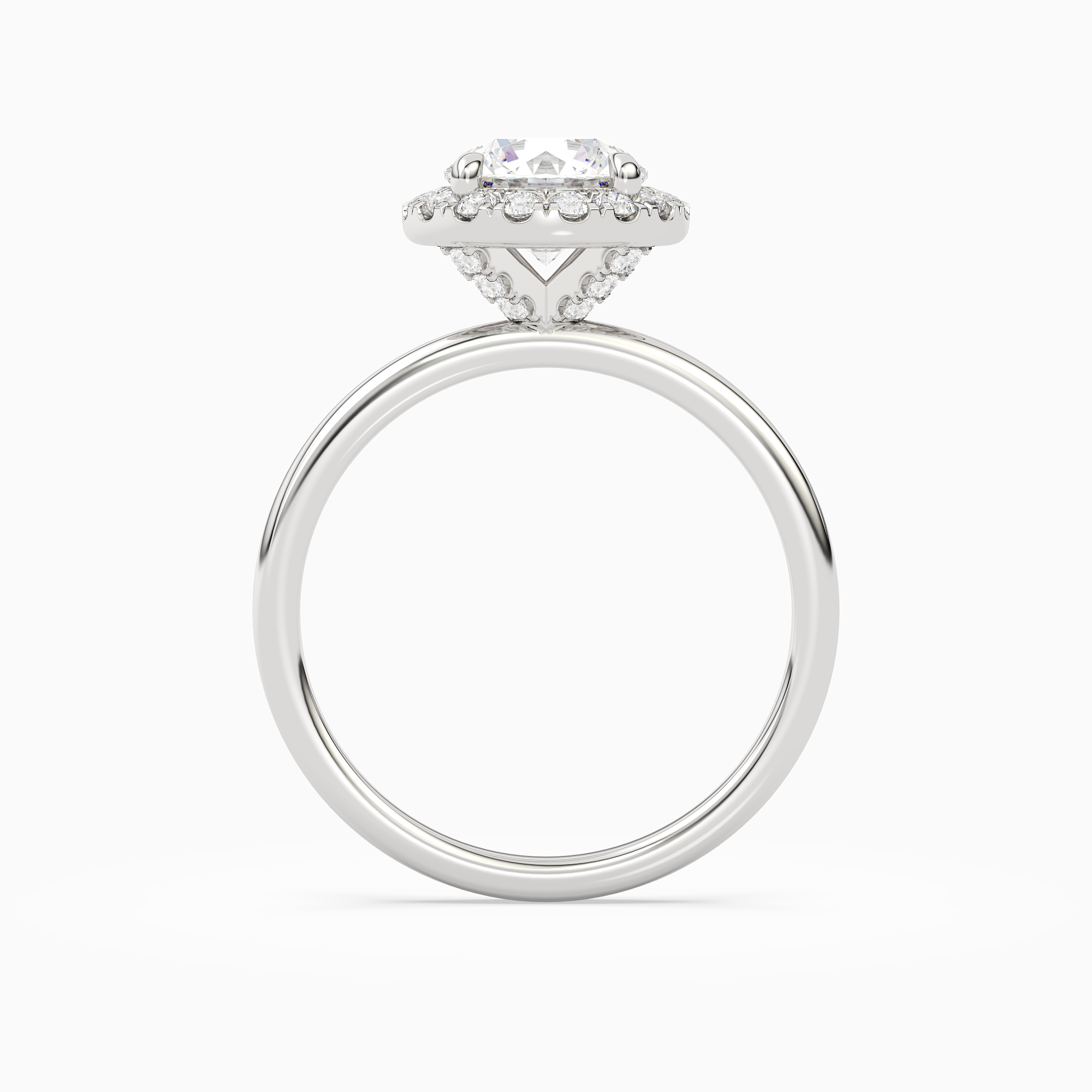 Round Scalloped Halo Baseline in Platinum side profile