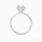 Cushion Scalloped Halo Pavé in Platinum side profile