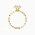 Oval Scalloped Halo Pavé in 14K Yellow Gold side profile