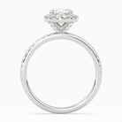 Oval Scalloped Halo Pavé in 18K White Gold side profile
