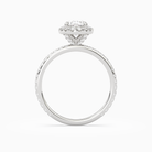 Oval Scalloped Halo Pavé in Platinum side profile