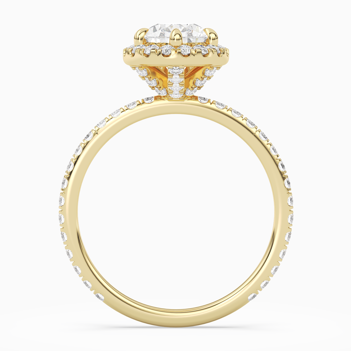 Pear Scalloped Halo Pavé in 14K Yellow Gold side profile