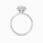 Pear Scalloped Halo Pavé in Platinum side profile