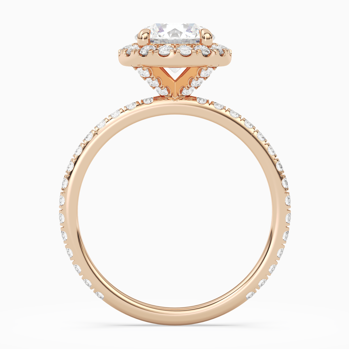 Round Scalloped Halo Pavé in 14K Rose Gold side profile