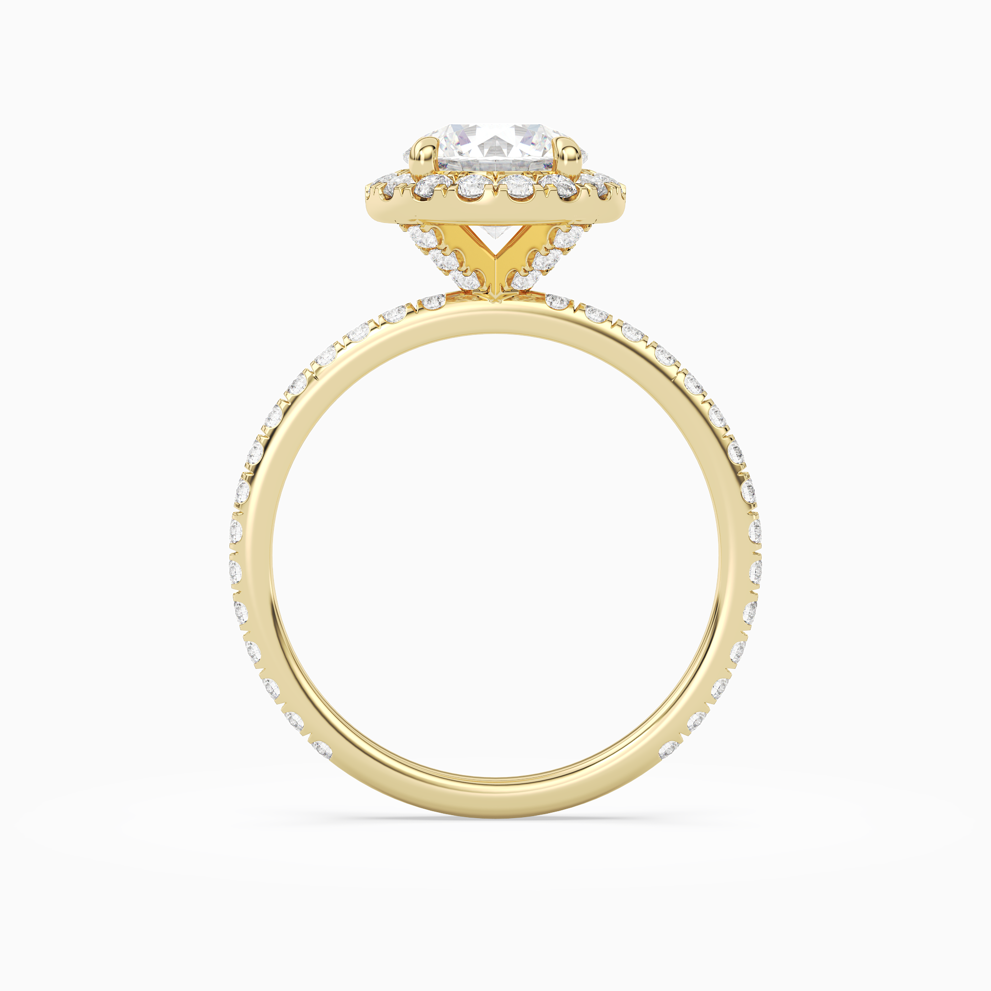 Round Scalloped Halo Pavé in 18K Yellow Gold side profile