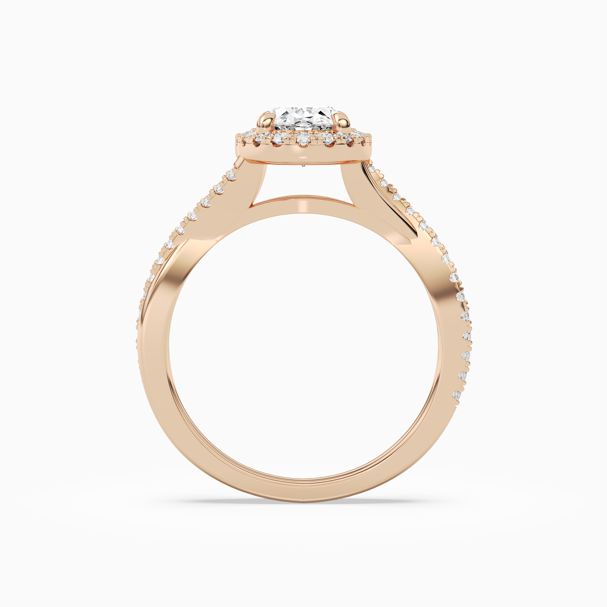 Oval Twisted Halo in 14K Rose Gold side profile