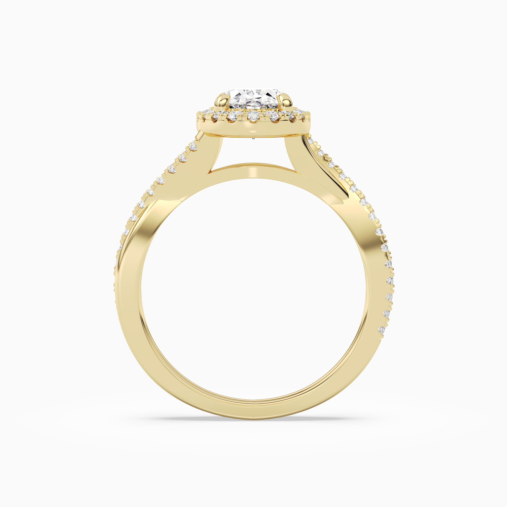Oval Twisted Halo in 14K Yellow Gold side profile