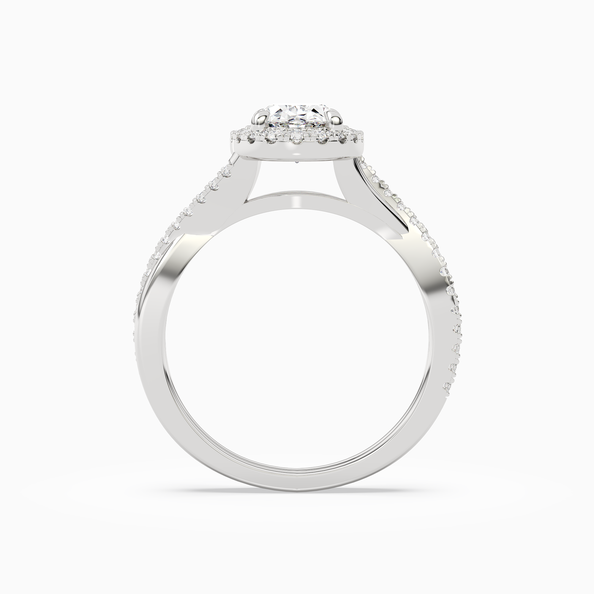 Oval Twisted Halo in Platinum side profile