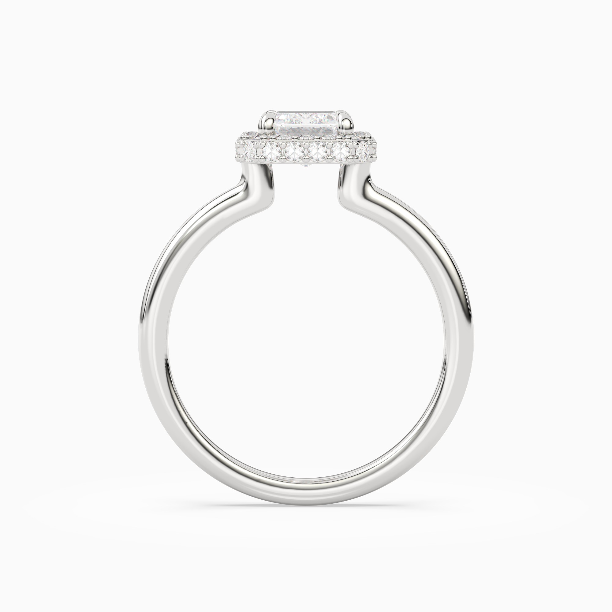 Emerald Compact Halo in 14K White Gold side profile