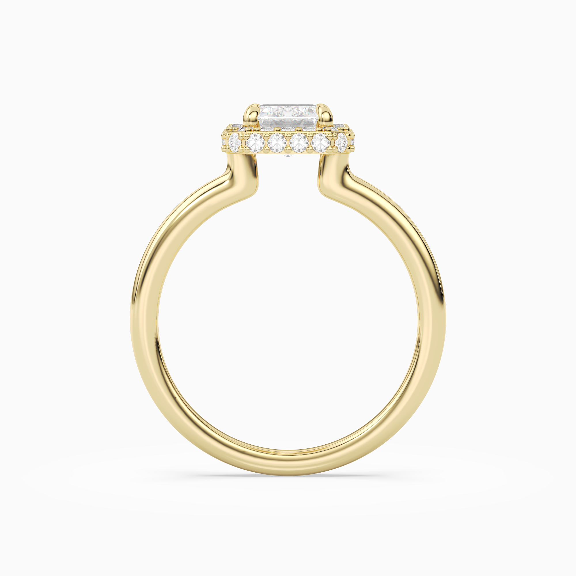 Emerald Compact Halo in 14K Yellow Gold side profile