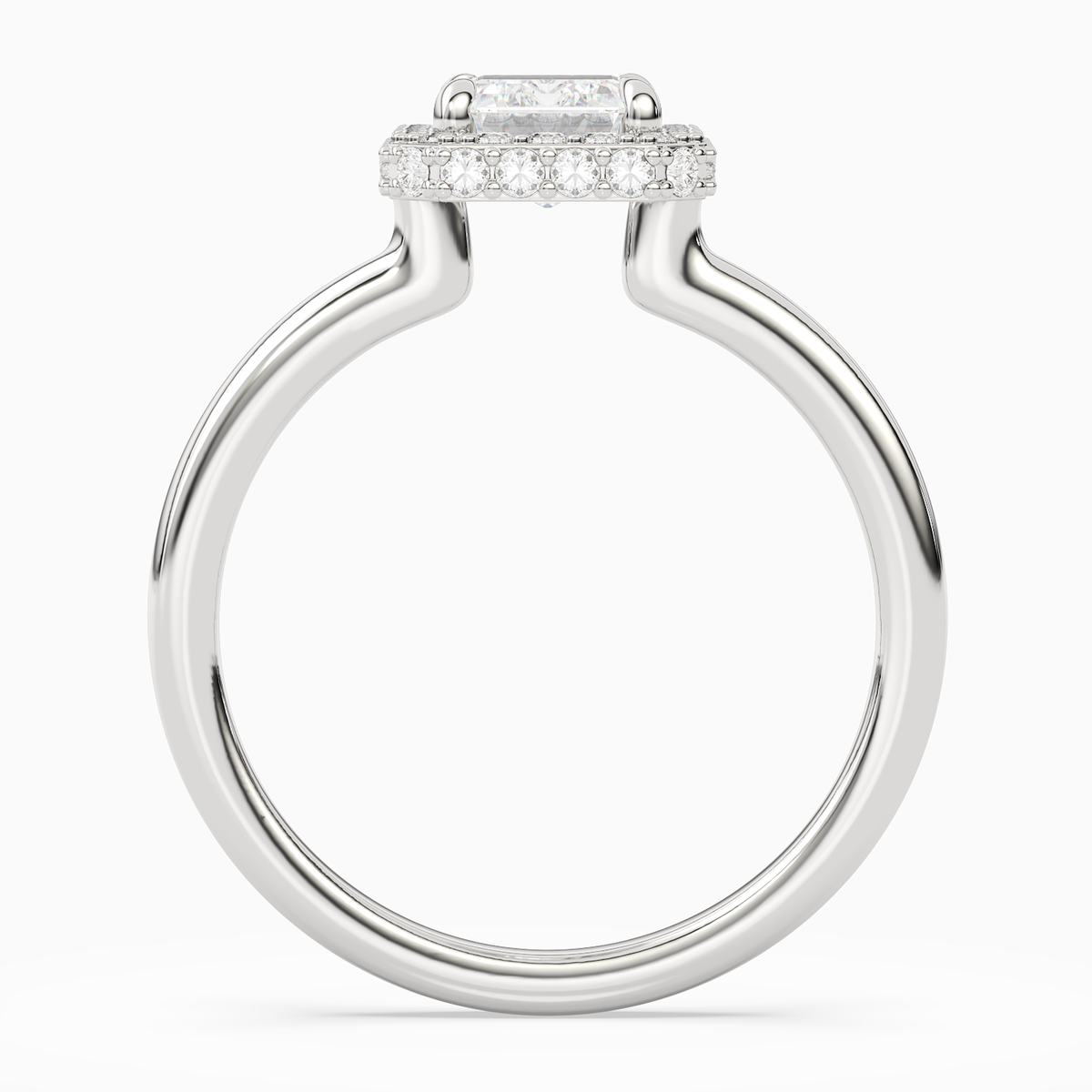 Emerald Compact Halo in Platinum side profile