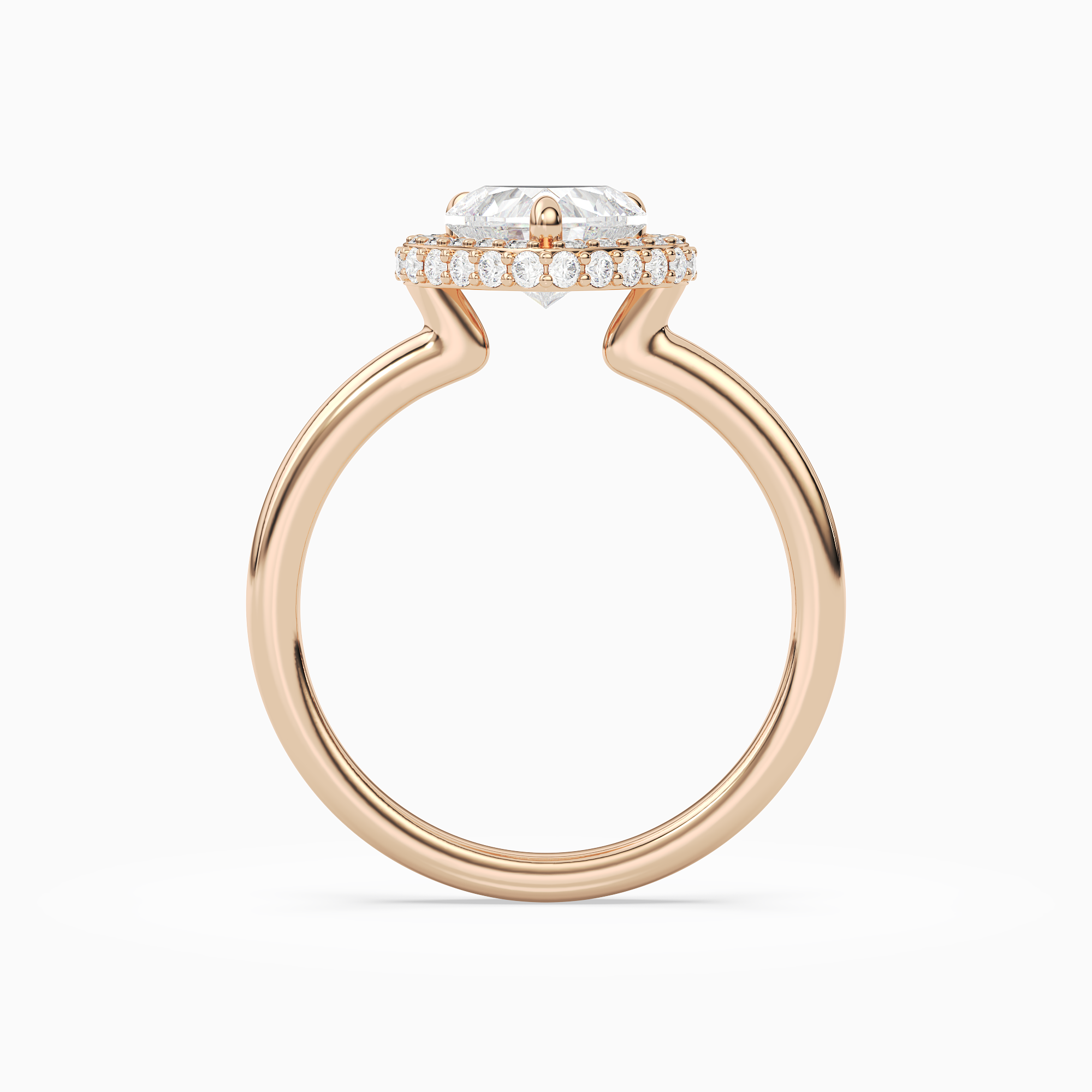 Heart Compact Halo in 14K Rose Gold side profile