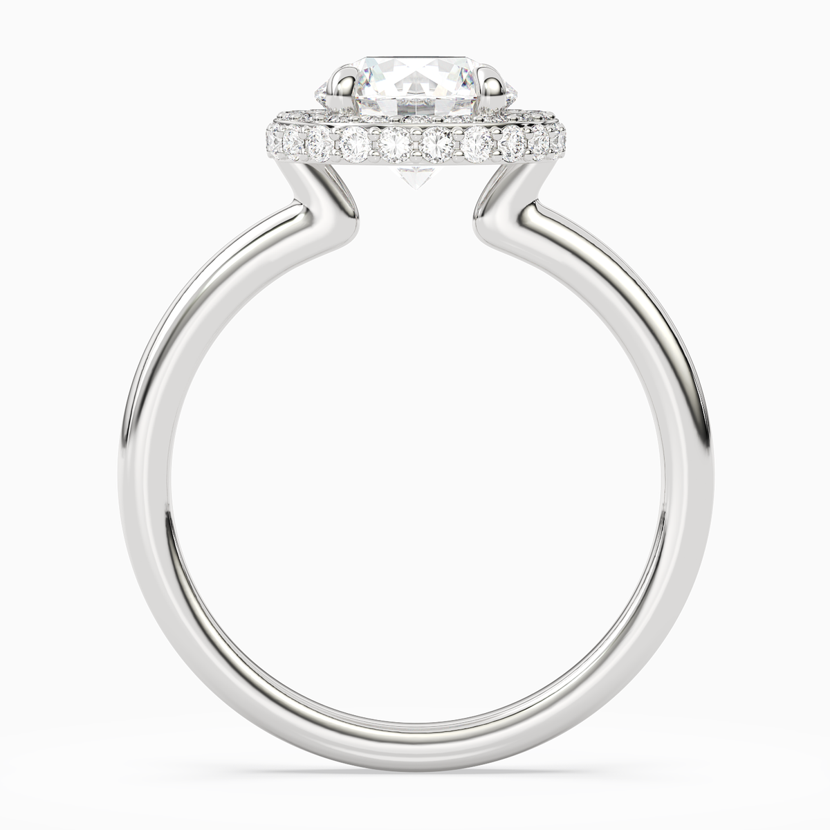 Round Compact Halo in 14K White Gold side profile
