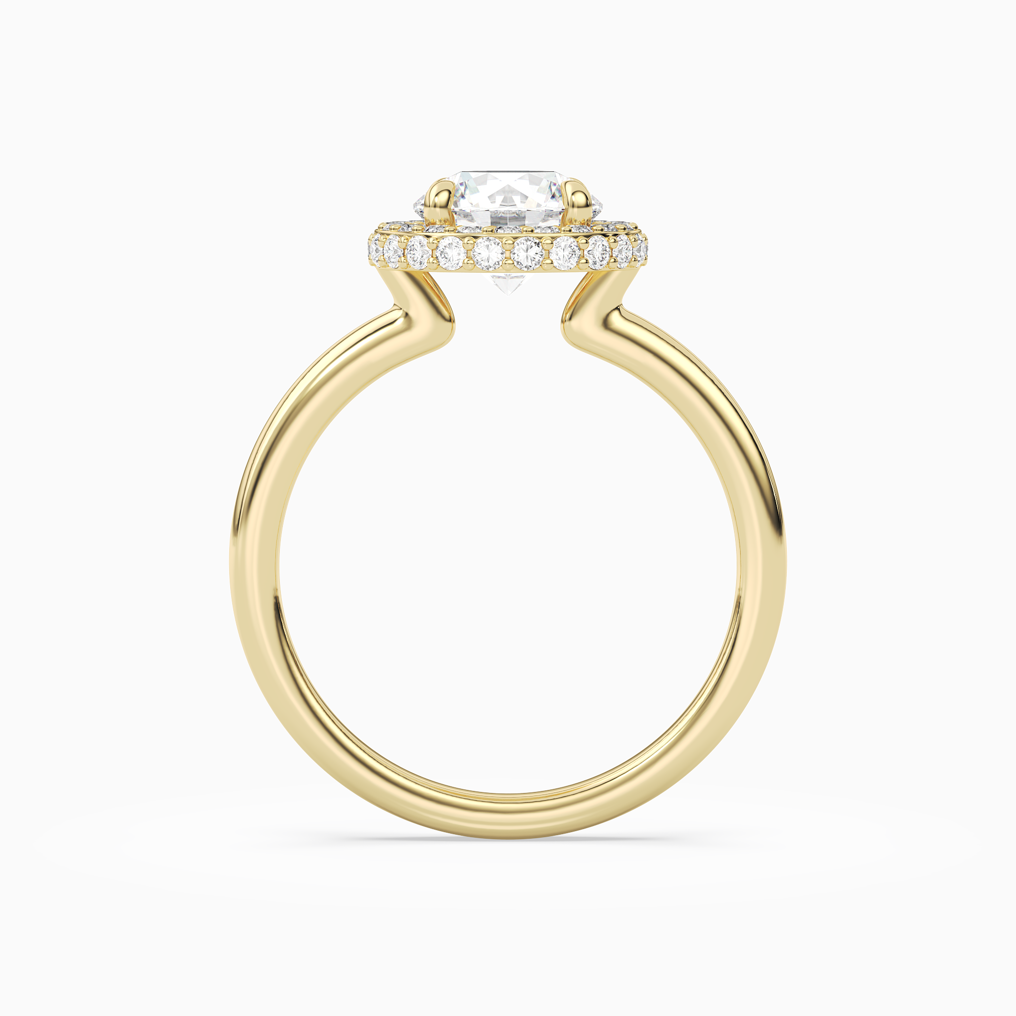 Round Compact Halo in 14K Yellow Gold side profile