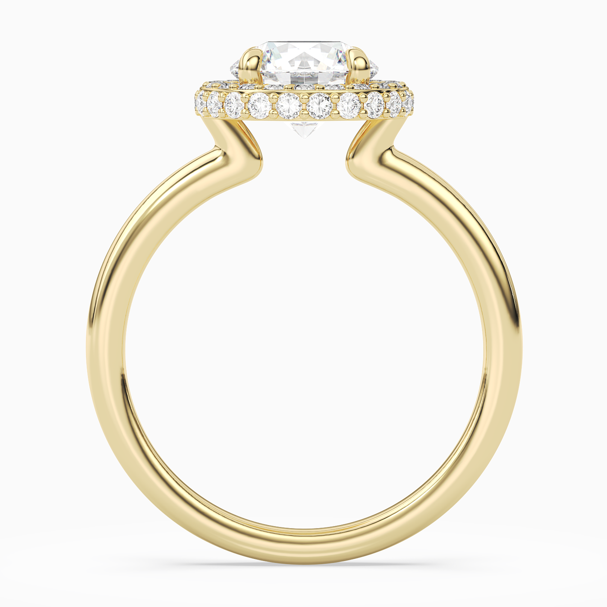 Round Compact Halo in 14K Yellow Gold side profile