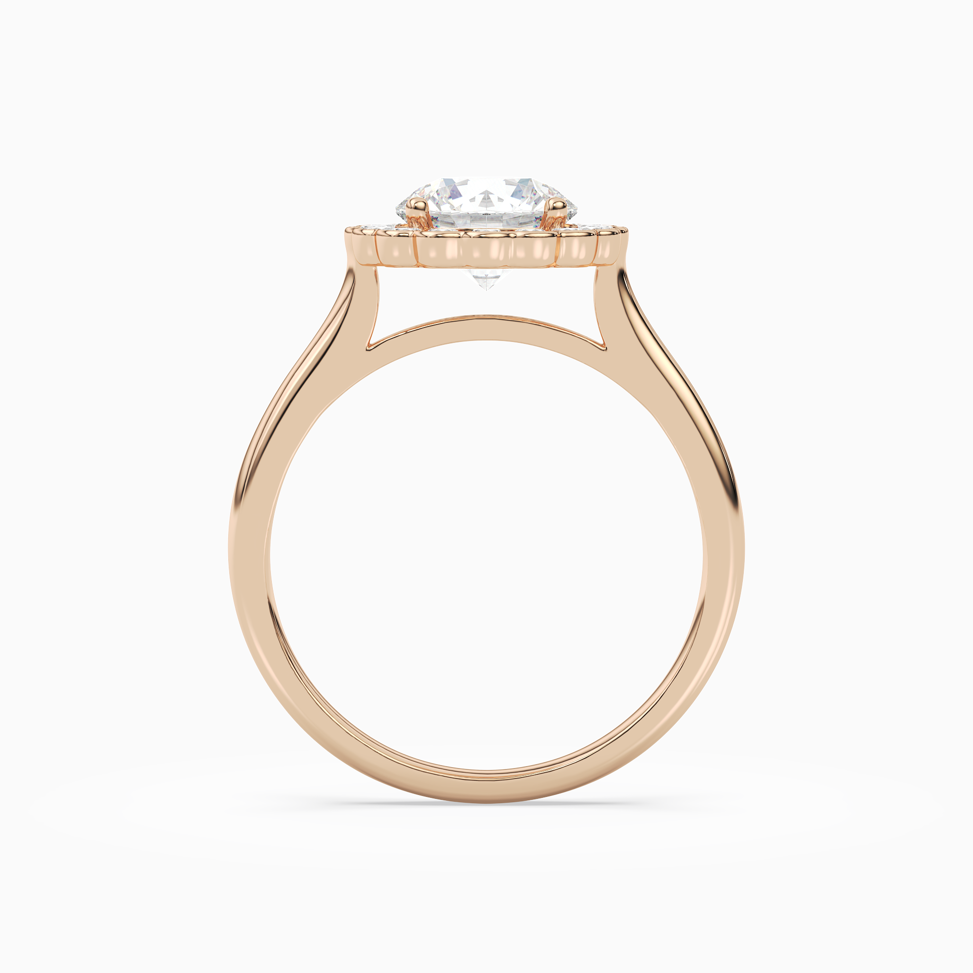 Round Floral Halo in 14K Rose Gold side profile