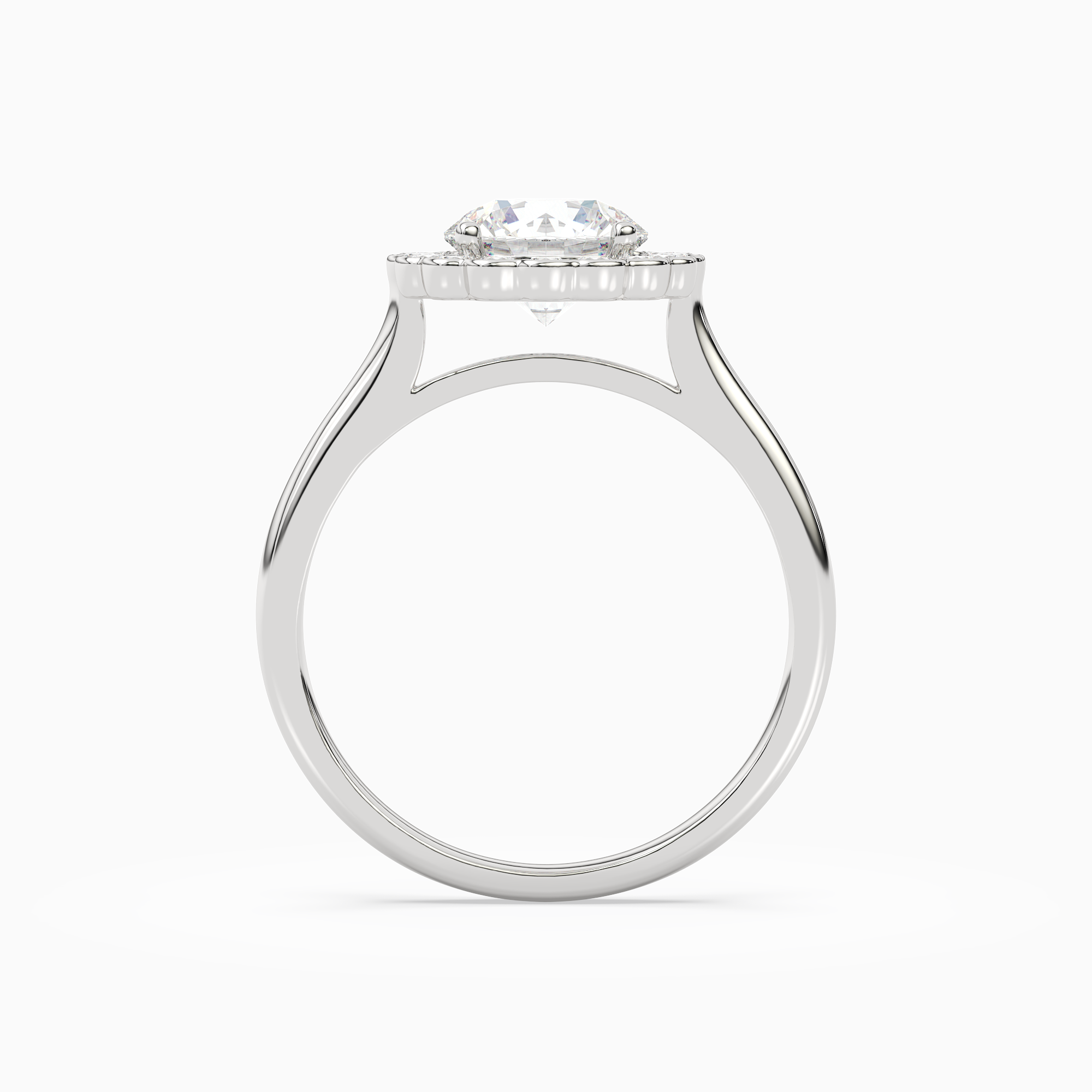 Round Floral Halo in 14K White Gold side profile
