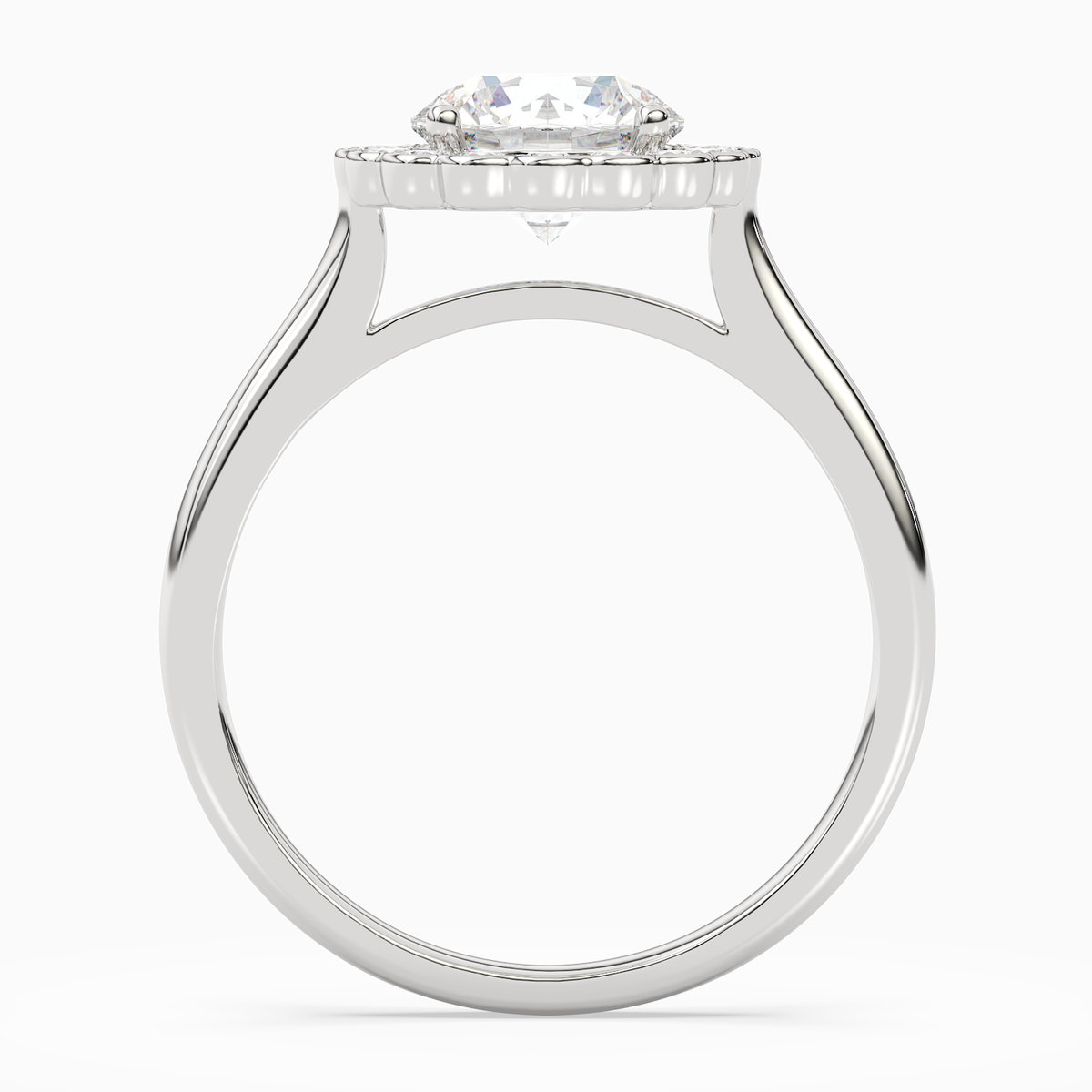 Round Floral Halo in 14K White Gold side profile