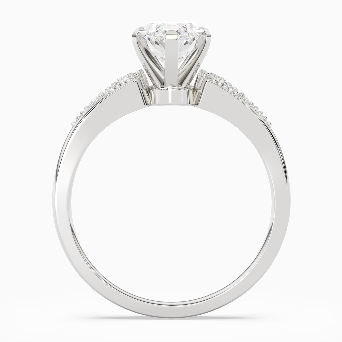Marquise Milgrain Shoulder Side Stone Ring in Platinum side profile