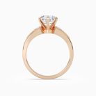 Round Milgrain Shoulder Side Stone Ring in 14K Rose Gold side profile