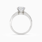 Round Milgrain Shoulder Side Stone Ring in 14K White Gold side profile