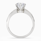 Round Milgrain Shoulder Side Stone Ring in Platinum side profile