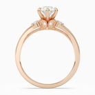 Oval Engraved Vintage Side Stone Ring in 14K Rose Gold side profile