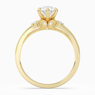 Oval Engraved Vintage Side Stone Ring in 14K Yellow Gold side profile