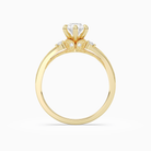Oval Engraved Vintage Side Stone Ring in 18K Yellow Gold side profile