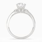 Pear Engraved Vintage Side Stone Ring in 14K White Gold side profile