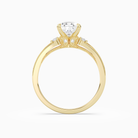 Pear Engraved Vintage Side Stone Ring in 18K Yellow Gold side profile