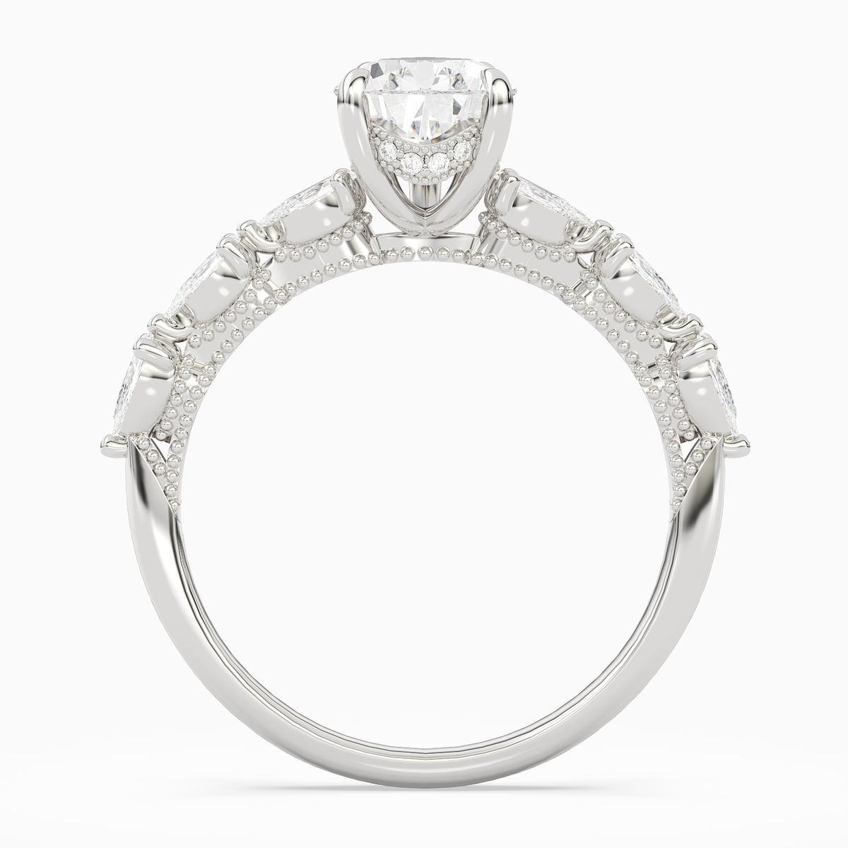 Pear Crescent Pear Side Stone in 14K White Gold side profile
