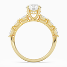 Round Crescent Pear Side Stone in 14K Yellow Gold side profile