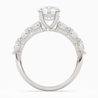 Round Crescent Pear Side Stone in 18K White Gold side profile