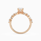 Oval Mixed-Shaped Shoulder Accent Ring in 14K Rose Gold side profile