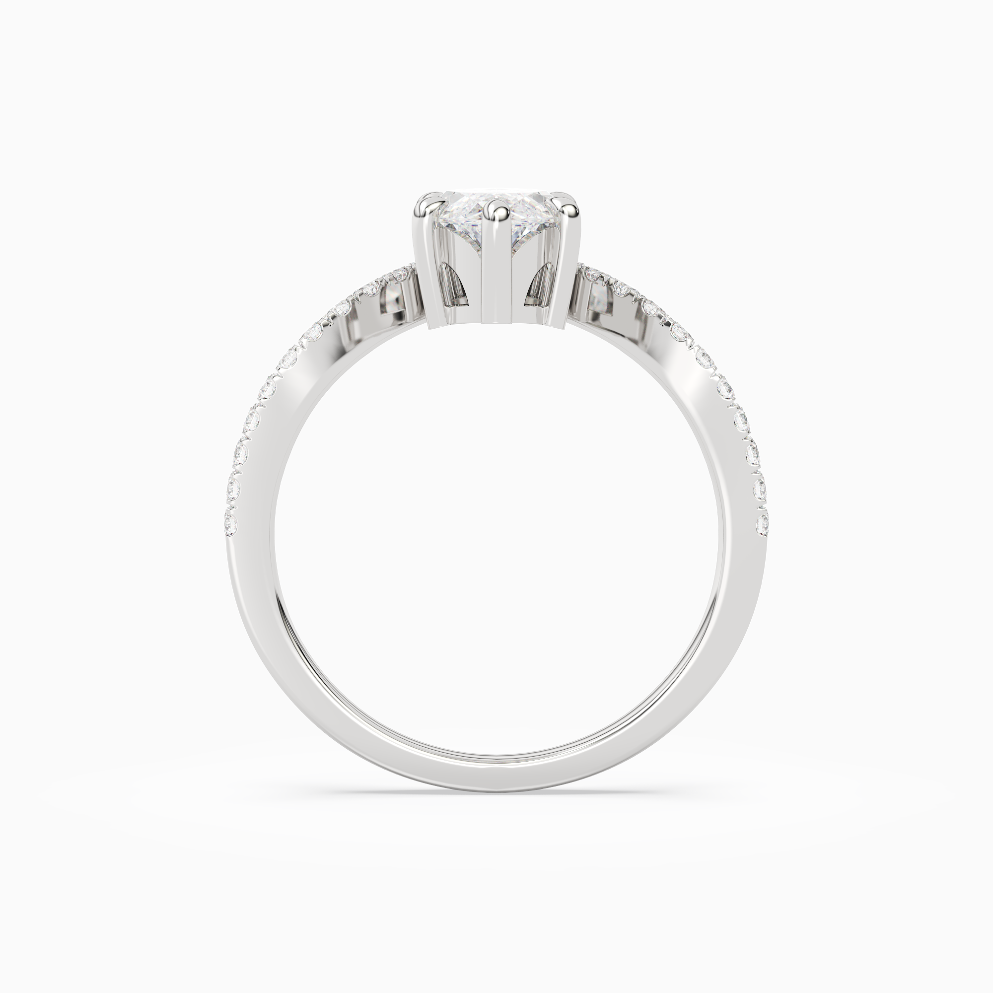 Marquise Tiara Accent Side Stone in 14K White Gold side profile