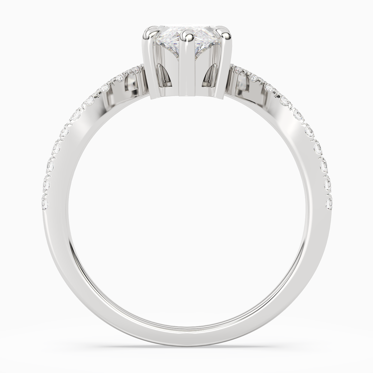 Marquise Tiara Accent Side Stone in 14K White Gold side profile