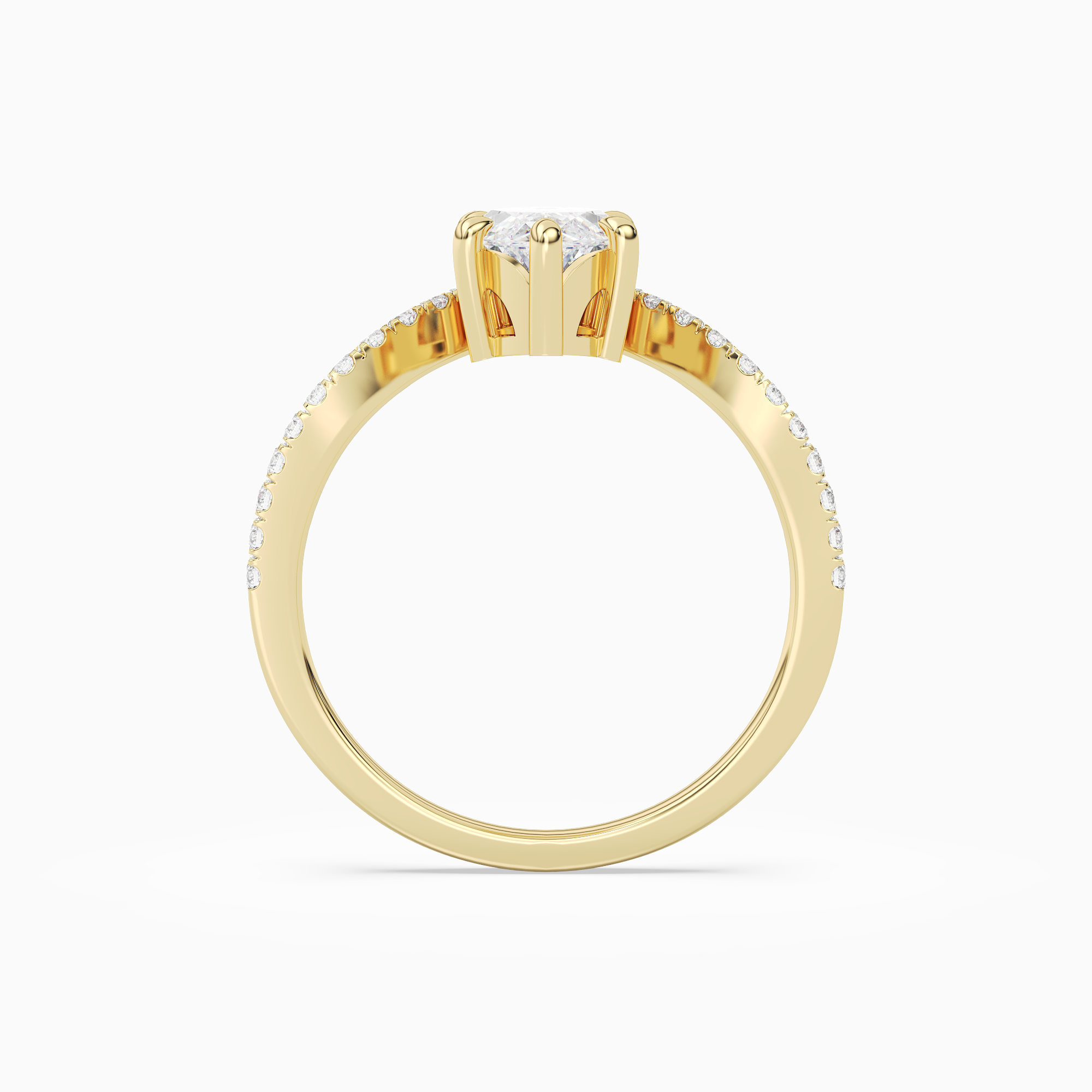Marquise Tiara Accent Side Stone in 14K Yellow Gold side profile