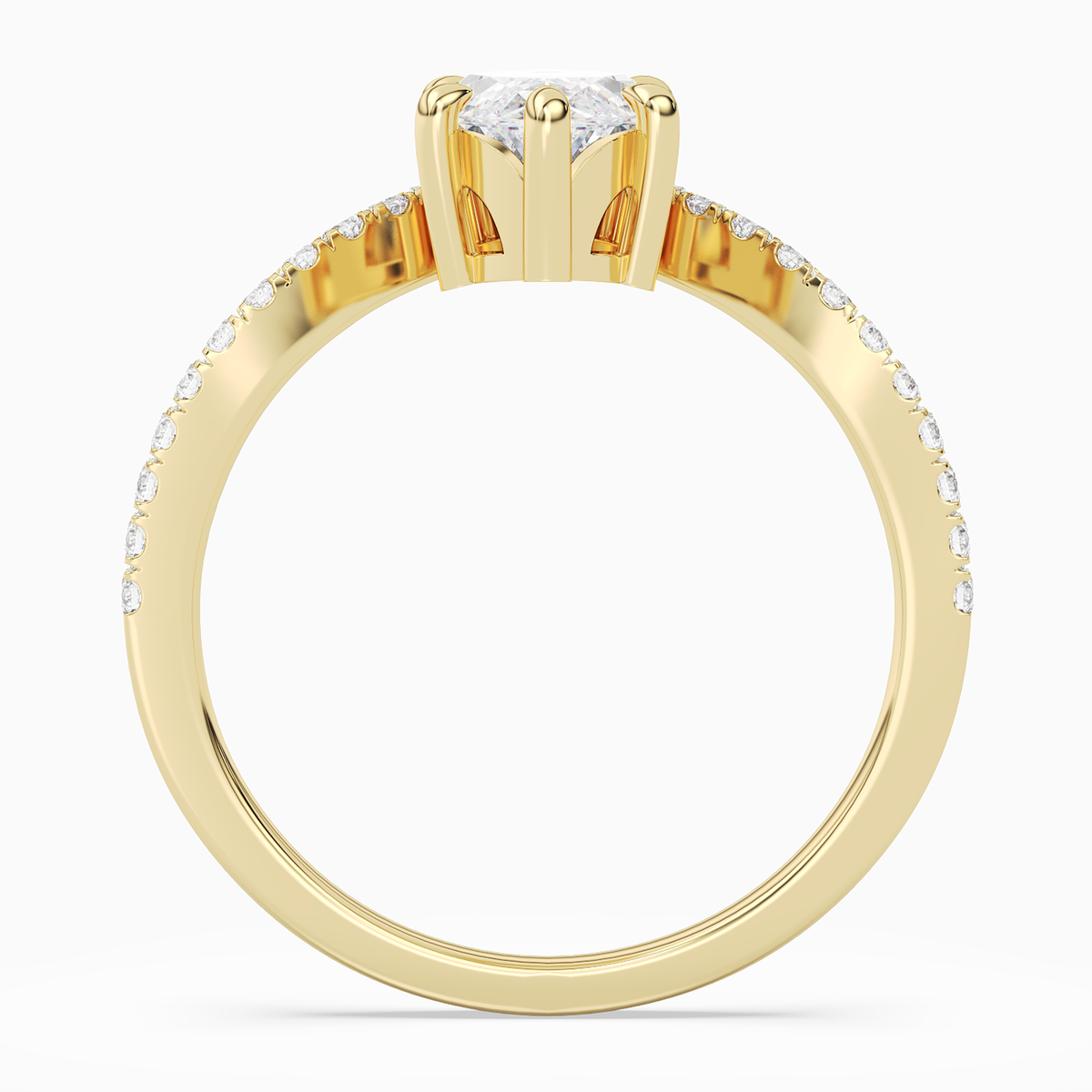 Marquise Tiara Accent Side Stone in 18K Yellow Gold side profile