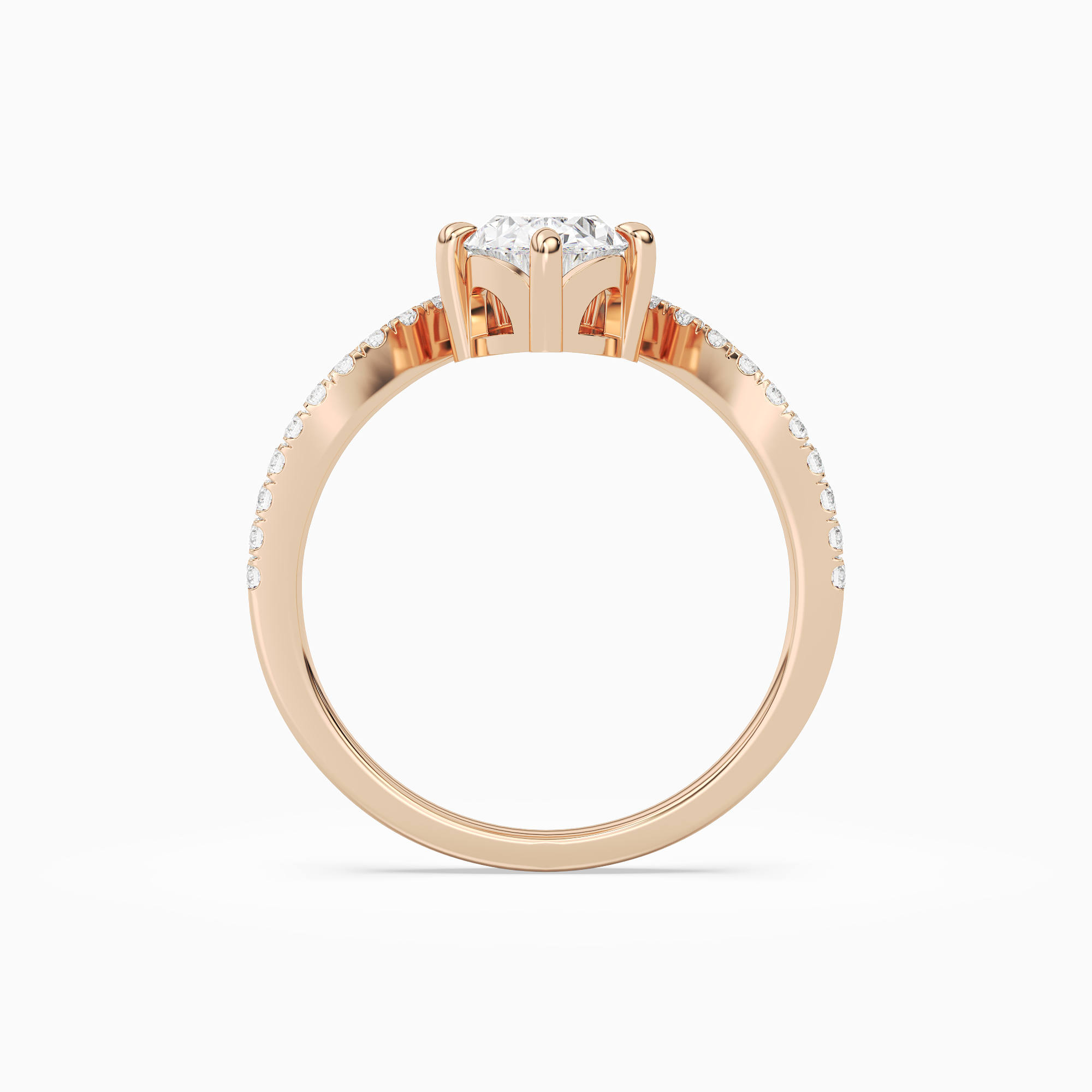 Oval Tiara Accent Side Stone in 14K Rose Gold side profile