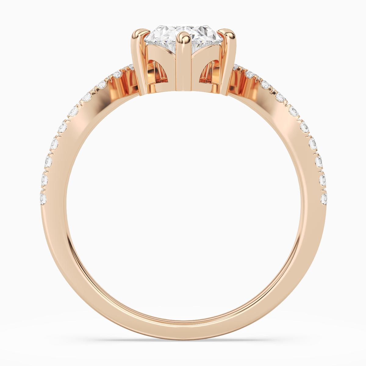 Oval Tiara Accent Side Stone in 14K Rose Gold side profile