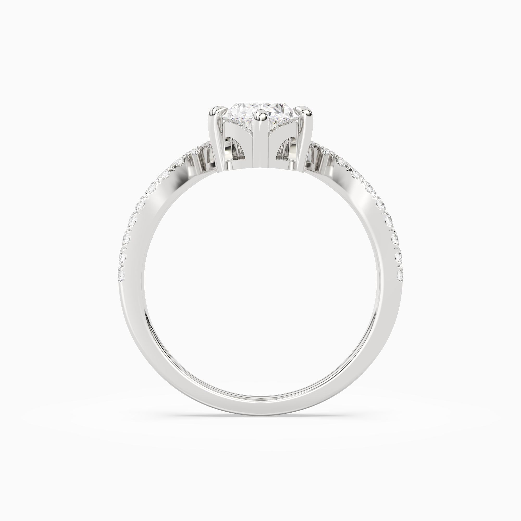 Oval Tiara Accent Side Stone in 14K White Gold side profile